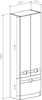 Пенал Bellezza Абрис 60см белый 00000006124